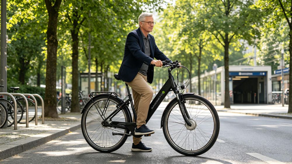 SAXONETTE Comfort Plus 4.0 Elektro , ebike,396 Wh Intube-Akku große Reichweite für den Alltag,E-Bike, Elektrofahrrad (Ramenhöhe 45, schwarz matt)