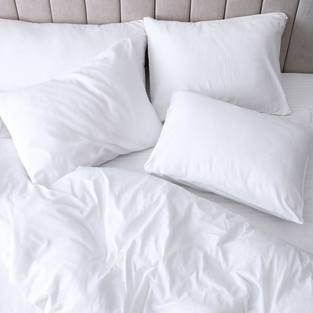 4x Kopfkissen 45x45 cm Innenkissen Steppkissen Mikrofaser Kissen für Allergiker füllkissen Bettkissen Schlafkissen Pillow (Weiß, 4er Set 45 x 45 cm)
