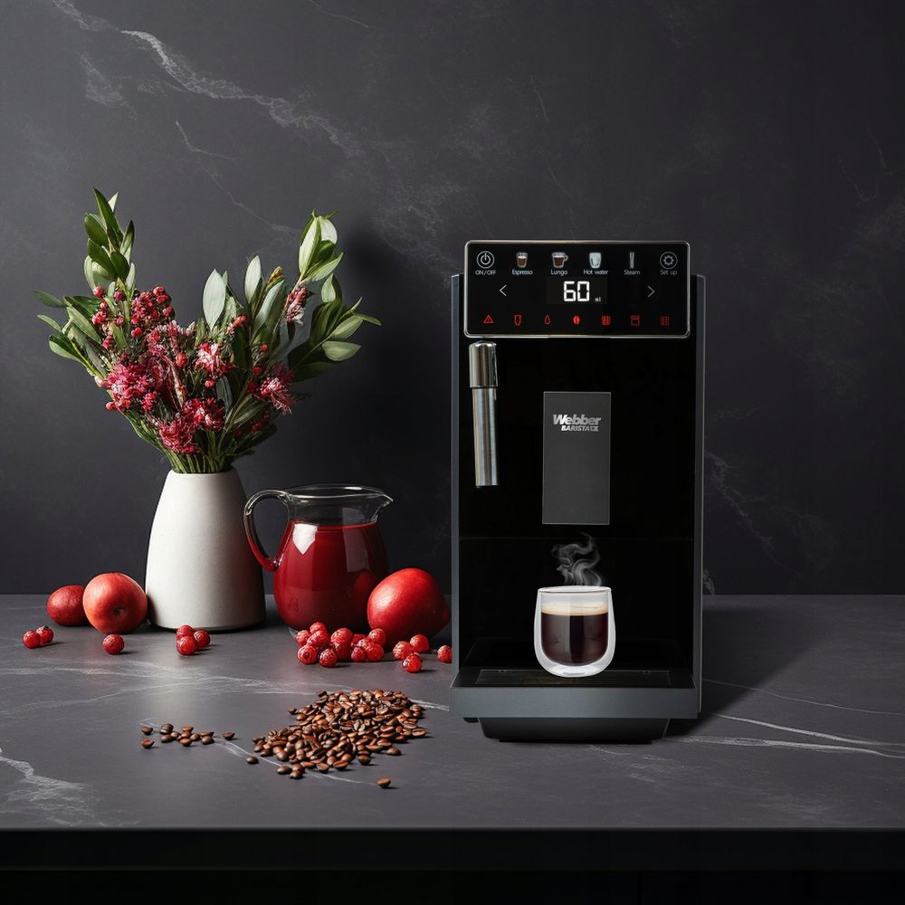 WEBBER A7 VENETO Kaffeevollautomat – 19 bar Druck, Espressomaschine mit Milchaufschäumer, automatische Bedienung