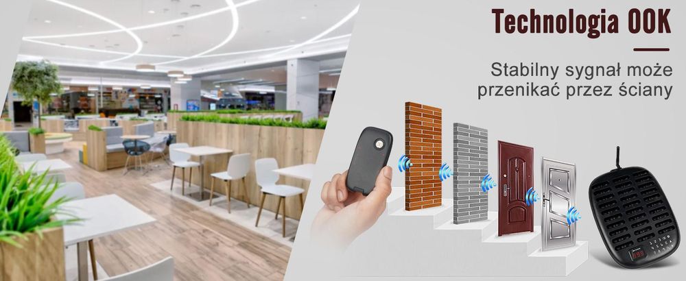 System przywoławczy Retekess TD175P dla restauracji, 30 przywoławców, zasięg 800 m, 7 trybów wywołania, przywoławce do stref gastronomicznych, kawiarni, barów, lokali gastronomicznych, krótkofalówki