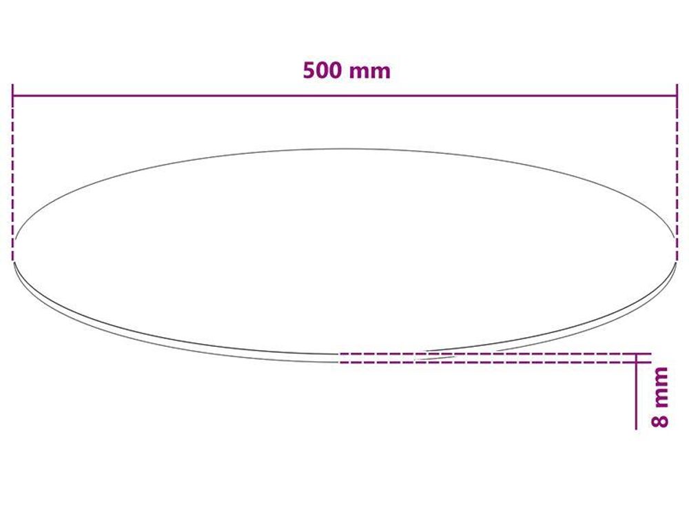 vidaXL Tischplatte aus gehärtetem Glas rund 500 mm