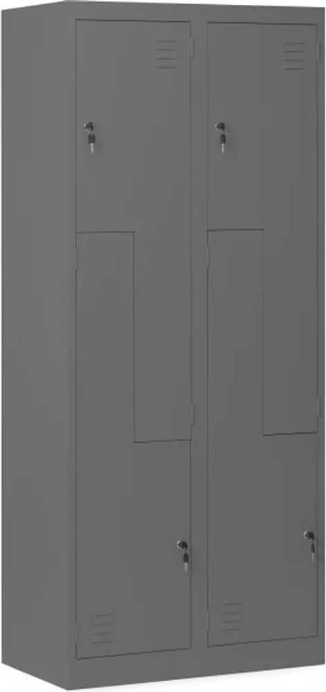 Jan Nowak Umkleideschrank Z02 Spind mit 4 Abteilen Kleiderspind Metallschrank Flügeltür Lüftungsschlitzen Pulverbeschichtung 185 cm x 80 cm x 45 cm, Farbe: Anthrazit