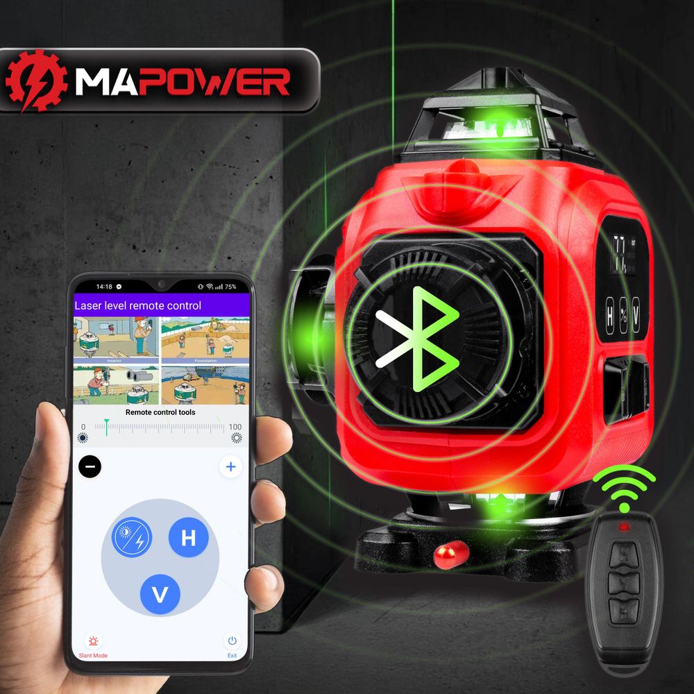 Poziomica laserowa MAPOWER płaszczyznowa 4D laser krzyżowy 360 zielony