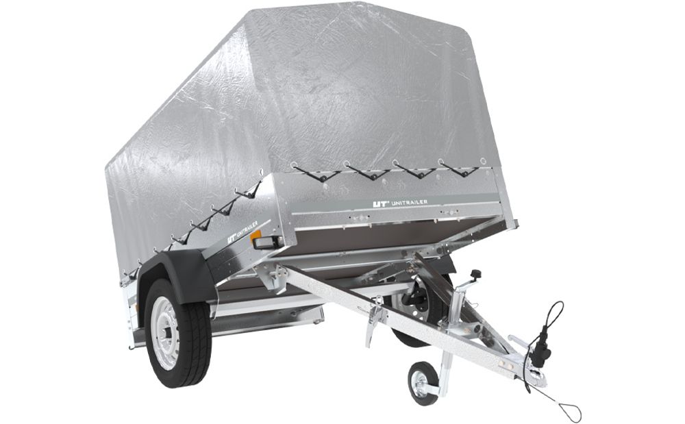Anhänger Pkw 230x125 Garden Trailer 230 KIPP Unitrailer 750 kg mit Stützrad, Hochplane und Hochspriegel