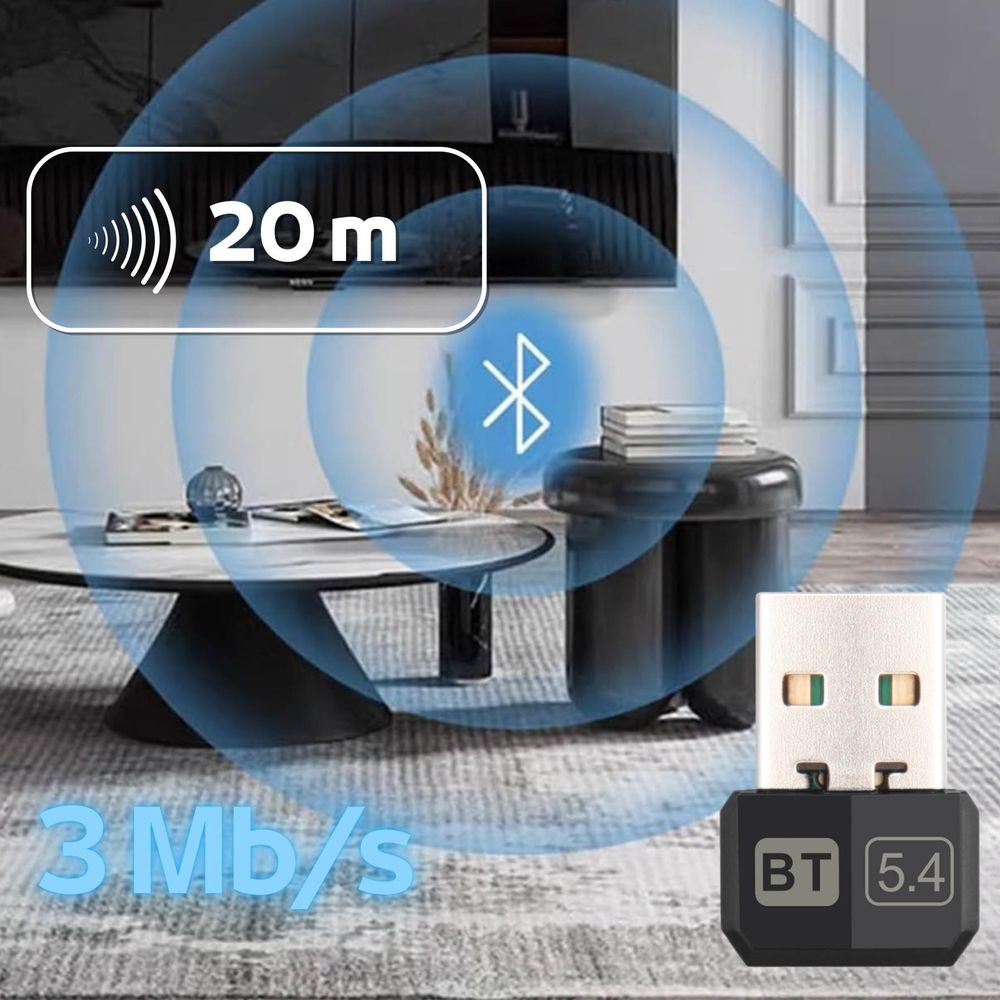 Bluetooth 5.4 Dongle USB Nano Adapter für PC Computer Laptop Sender Empfänger 20m Reichweite Plug and Play für kabellose Maus Kopfhörer Reagle