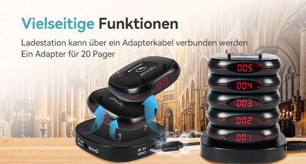 Retekess TD161 Restaurant Pager System, Pager Gastronomie, 500m, Leicht Einzurichten, Ausschalten mit Einem klick, für Hotels, Snacks, Bar (40 Pager)