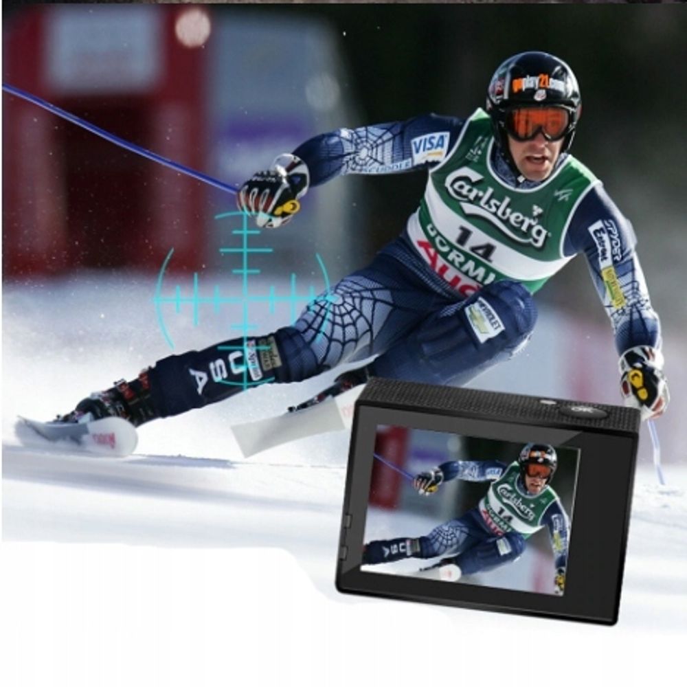 Action Cam Wasserdicht Unterwasserkamera Weitwinkel Helmkamera für Fahrrad Motorrad Tauchen Bildstabilisator Akku 400mAh 1080P Full HD Schwarz Retoo
