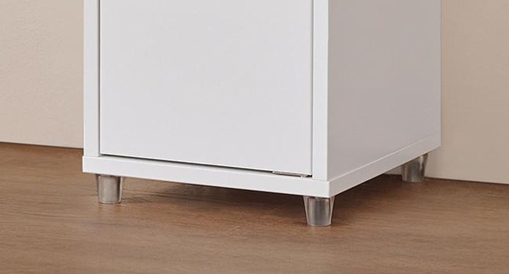 SoBuy Badezimmerschrank Hochschrank für kleine Bäder mit verstellbaren Einlegeböden Platzsparender Schmal Badschrank für Waschbecken Weiß BZR34-II-W