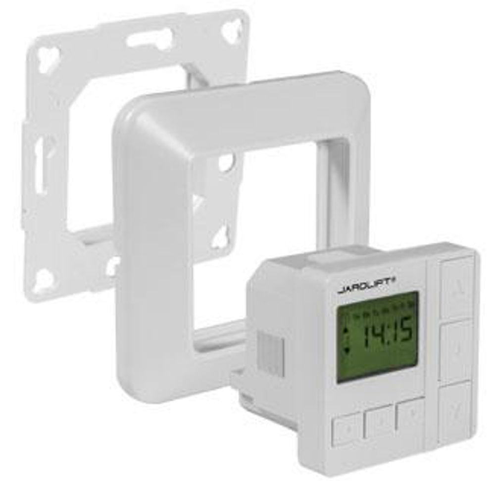 Zeitschaltuhr Sevenlogic Comfort, weiß , programmierbare Rolladen‑ & Jalousiesteuerung, 230 V, 8 Programme, 50×50 mm Jarolift