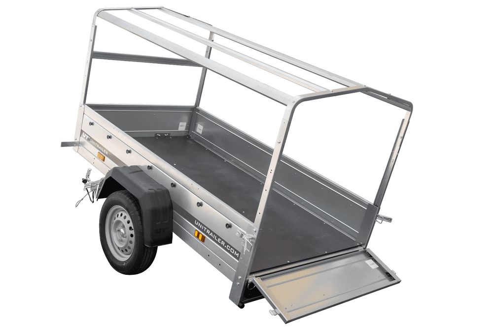 Tieflader Pkw Anhänger Garden Trailer 200 KIPP 200x106 cm 750 kg [mit Hochspriegel, Hochplane und Stützrad]