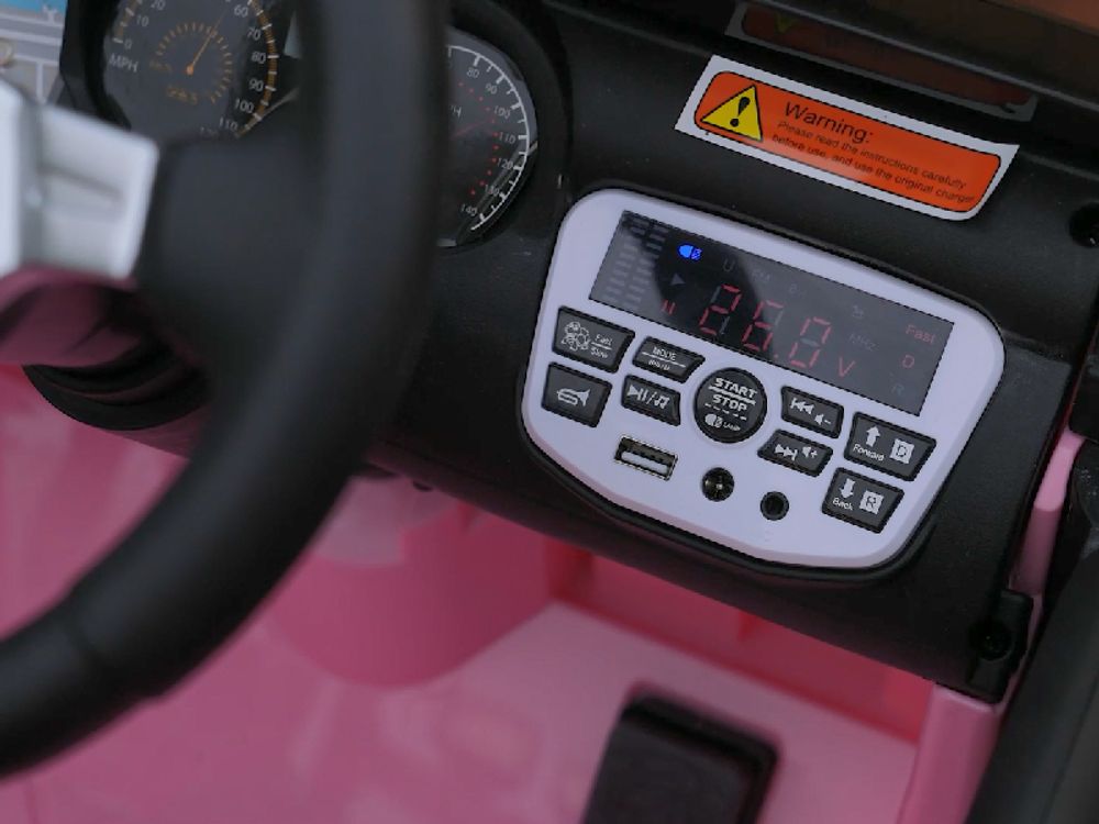 2-Sitzer 12V Kinder Elektroauto mit FB, 4-Rad-Federung, BT-Lautsprecher, Musik, 3 Geschw., LED, Geschenk für Kinder 3+