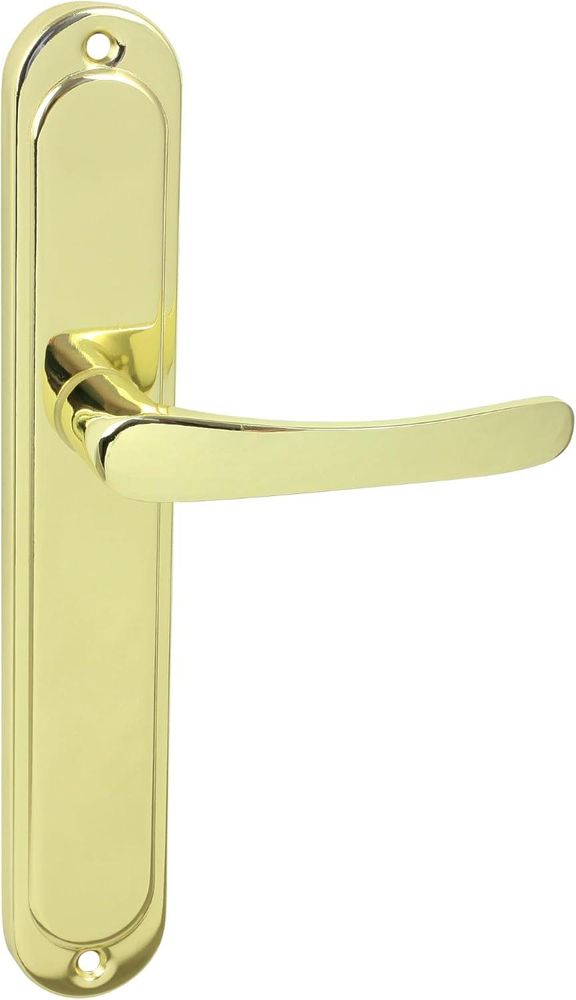 DOMINO Türgriff Blind Drückergarnitur | Langschildgarnitur | Türklinke für Zimmertür, Bürotür, Kellertür & Innentür | L-Form | Türbeschläge aus Aluminium |Gold Türdrückergarnitur | NOVA 1