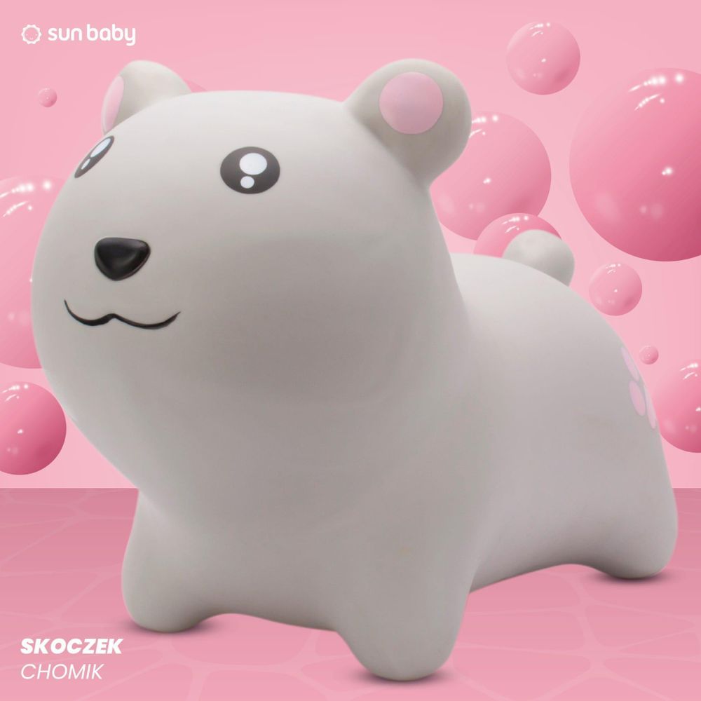 SUN BABY Hüpftier Hamster auf rosa Hintergrund, seitliche Ansicht