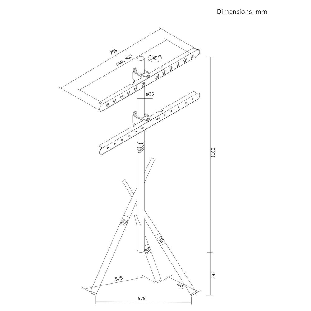 Maclean MC-182 W TV Ständer Bodenständer TV Halterung 37–80 Zoll VESA 600x400 bis 60 kg Fernseher Standfuß Freistehend Weiß