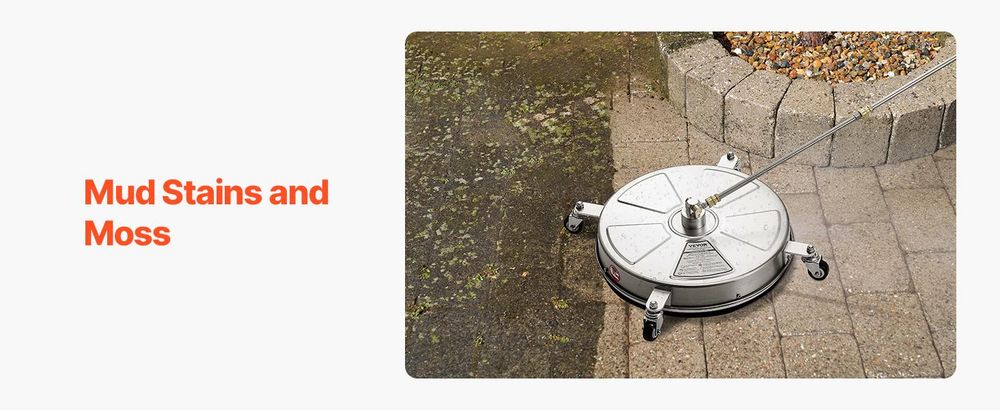 VEVOR 15" Hochdruckreiniger Flächenreiniger, Edelstahl Hochdruckreiniger Aufsätze mit 4 Rädern, 4000 Max PSI, 1/4 Schnellanschluss, 2 Sprühdüsen, 2 Verlängerungsrohre für Beton, Terrasse, Deck, Edelstahl-d, 45.7 cm-a