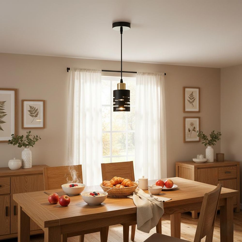 MasterLED Pendelleuchte - E27 Fassung - Schwarz Gold - Metall - moderne Hängeleuchte für Wohnzimmer & Esszimmer