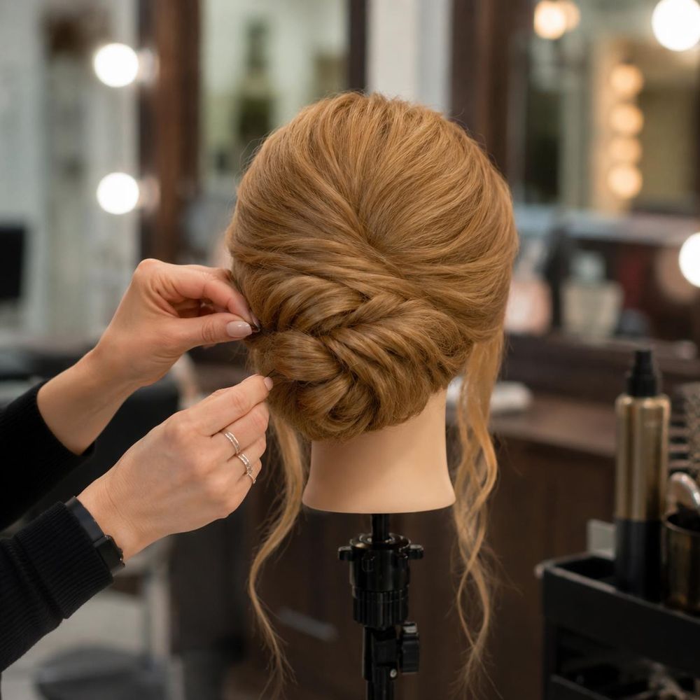 Tête à coiffer Jessica cheveux naturels 60 cm professionnelle avec trépied