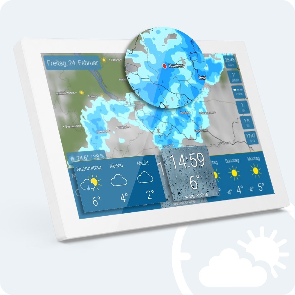 Das Bild zeigt die wetteronline home 3 mit Regenradar