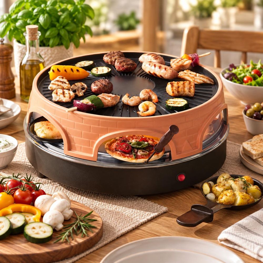 Emerio Pizzarette 3-in-1 Original – Raclette & Grill – Pizzaoven voor 6 Personen – Gourmetstel – 1500 W – PO-113255.4