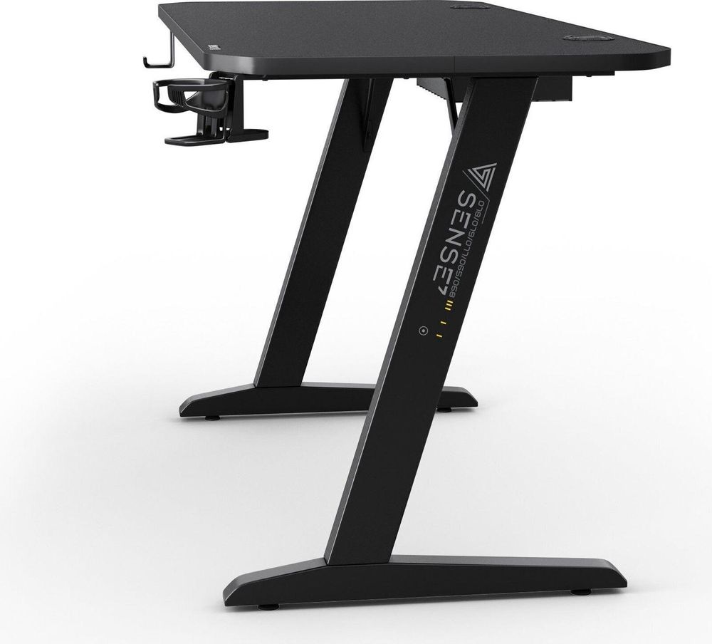 Stół do gier SENSE7 Nomad Classic – biurko 120 x 60 cm, w zestawie podkładka pod mysz XXL, stół komputerowy, stół do komputera, stół dla graczy, stół dla graczy, system zarządzania kablami, kolor czarny