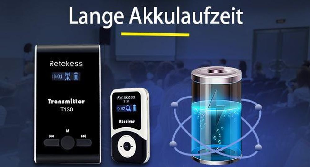 Retekess T130-T131 Tour guide System,60 Meter,99 Kanäle,18H,mit Mikrofon, PLL-Technologie, Geeignet für Reisebüros,Schulungen, Schulbesuche