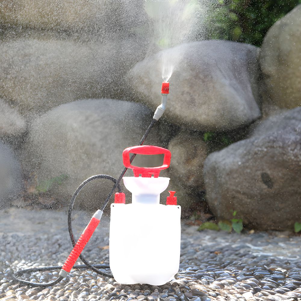 Sprühgerät 5L Drucksprüher Pumpsprüher Drucksprühgerät Gartenspritze Düse Edelstahl Schlauch 1,2 Essigsäure Wasser Dünger Pflanzenschutz Weiss Retoo