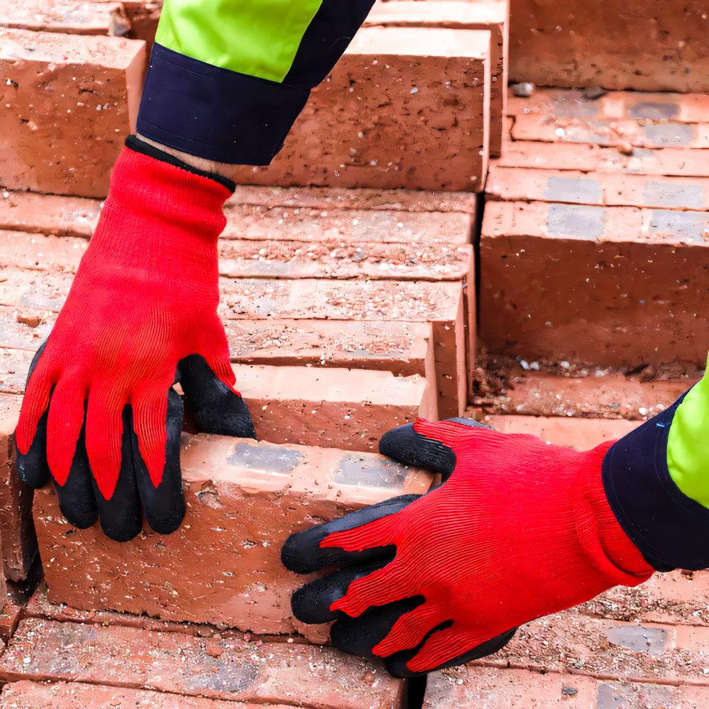 10 Paar Arbeitshandschuhe, Gartenhandschuhe, Einheitsgröße für Herren & Damen, Work Gloves für Arbeit & Garten mit Latexbeschichtung Rot Retoo