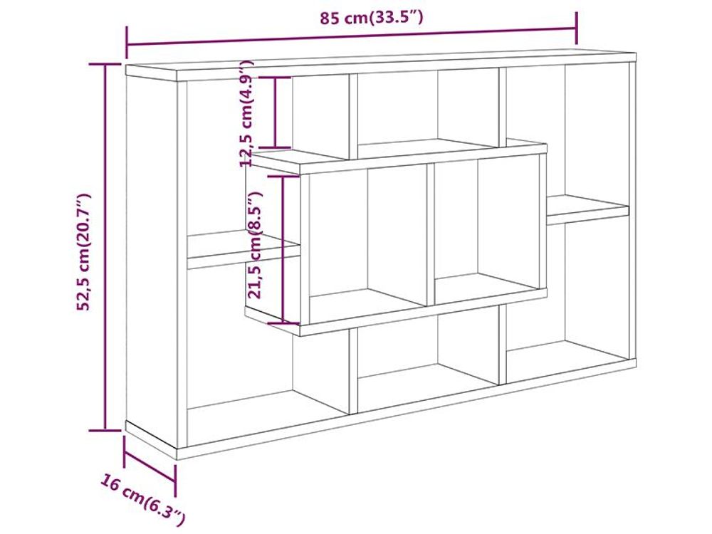 Scaffale a parete rovere Sonoma 85x16x52,5 cm materiale a base di legno