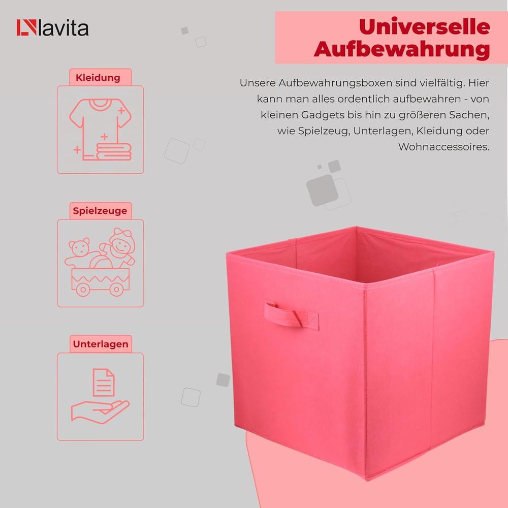 Lavita Storage Box | faltbare Aufbewahrung Boxen 31 x 31 x 31 cm | Schubladen-Organizer Box| Ordnungssysteme für Kleidung | Kleideraufbewahrung & Organisation | dunkelpink | 1 stück