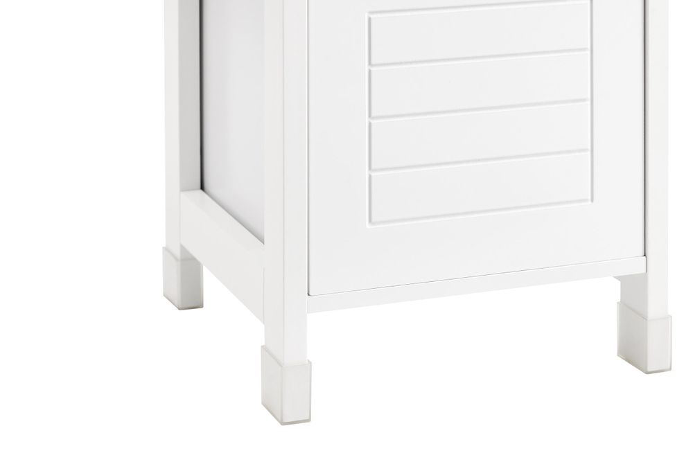 SoBuy Badezimmerschrank Kommode Schmaler Badezimmerregal mit 2 Körben Kompakter Badschrank für kleine Räume aus Holz, Stilvolle Badmöbel Weiß FRG127-W