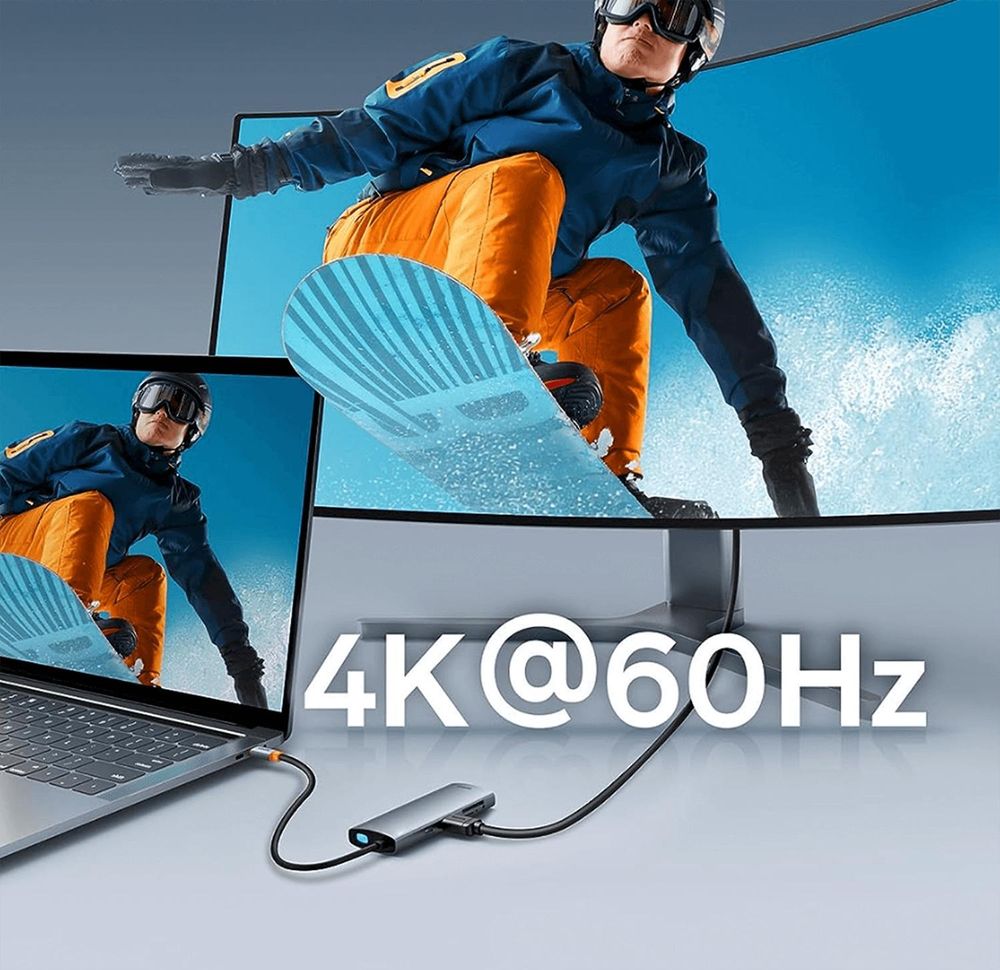 USB C Hub 7 in 1 Docking Station 4K 60Hz HDMI 100W PD SD micro SD Kartenleser 2x USB 3.2 USB C Datenport für Laptop PC MacBook M1 M2 Silber Reagle