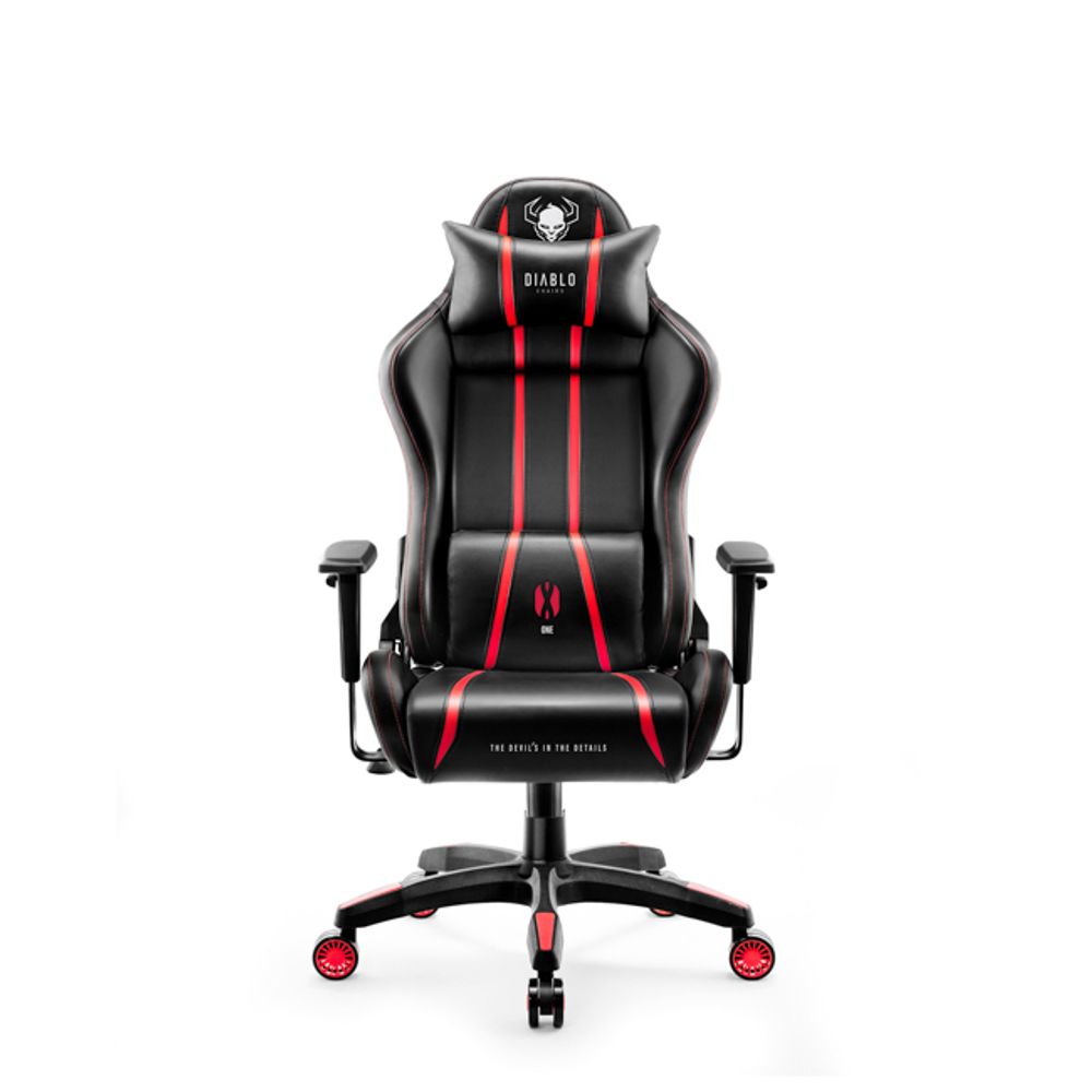Diablo X-One 2.0 Gaming Stuhl Bürostuhl Schreibtischstuhl Verstellbare Armlehnen Ergonomisches Design Nacken/-Lendenkissen Schwarz-Rose Small