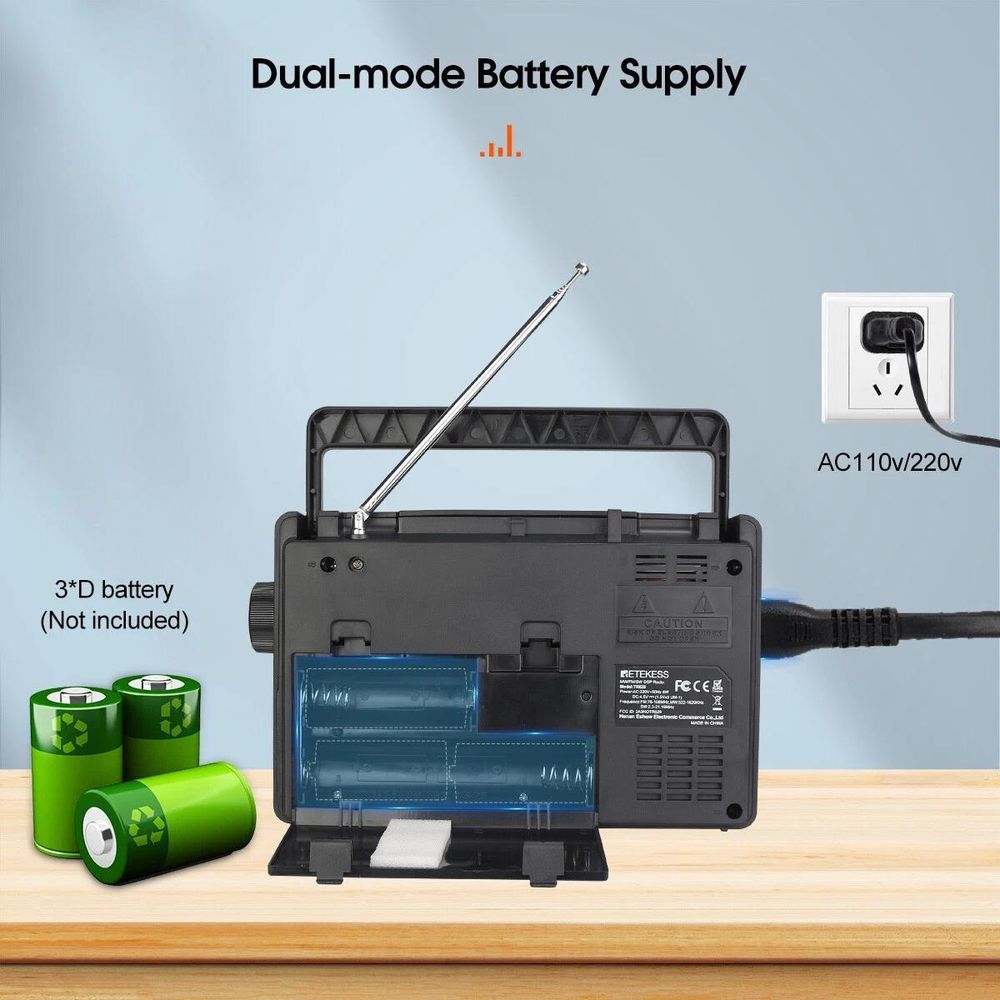 Retekess TR629 Tragbares Radio, AM FM SW Weltempfänger Notfallradiomit DSP, Unterstützt U Disk/SD-Karte, Uhr, Wecker, Radio Batteriebetrieben, Geschenke für ältere Menschen