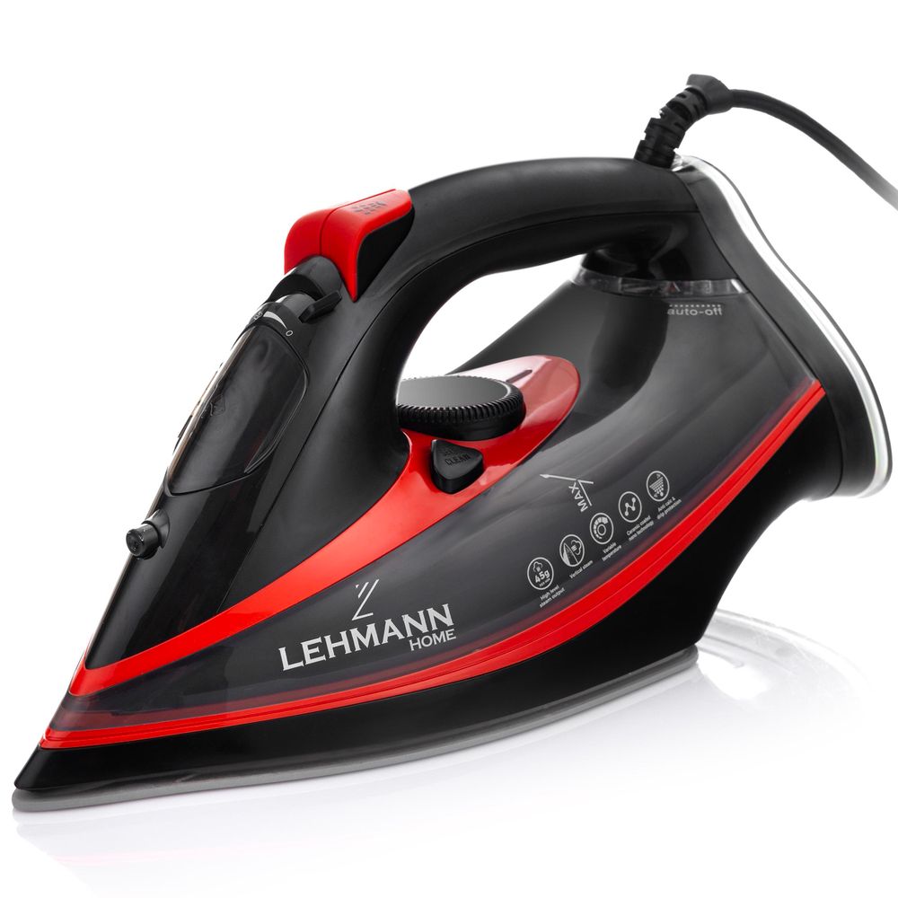 LEHMANN Fer à Repasser Vapeur, 3000 W, Semelle Céramique, Débit de vapeur élevé