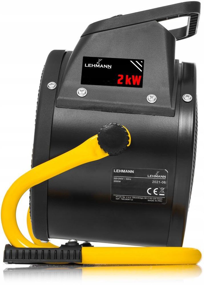 Nagrzewnica, farelka, termowentylator Lehmann 2000 W, przenośny grzejnik elektryczny z termostatem, do warsztatu, garażu, domu, na plac budowy