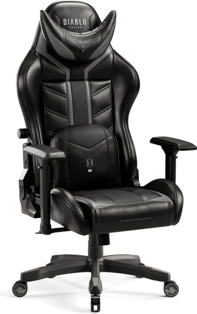 Diablo X-Ray Gaming Stuhl Bürostuhl Schreibtischstuhl 4D Armlehnen Ergonomisches Design Kunstleder Wippfunktion Farbe: Schwarz-grau, Größe King