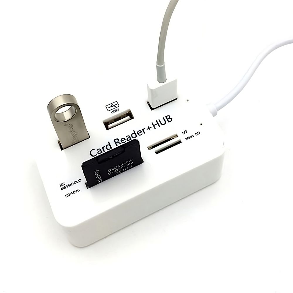 Kartenleser USB mit 3x USB Hub, Speicherkartenleser Verteiler für SD, Micro SD, SDHC, SDXC Adapter kompatibel mit PC, Tablet & Smartphone Retoo