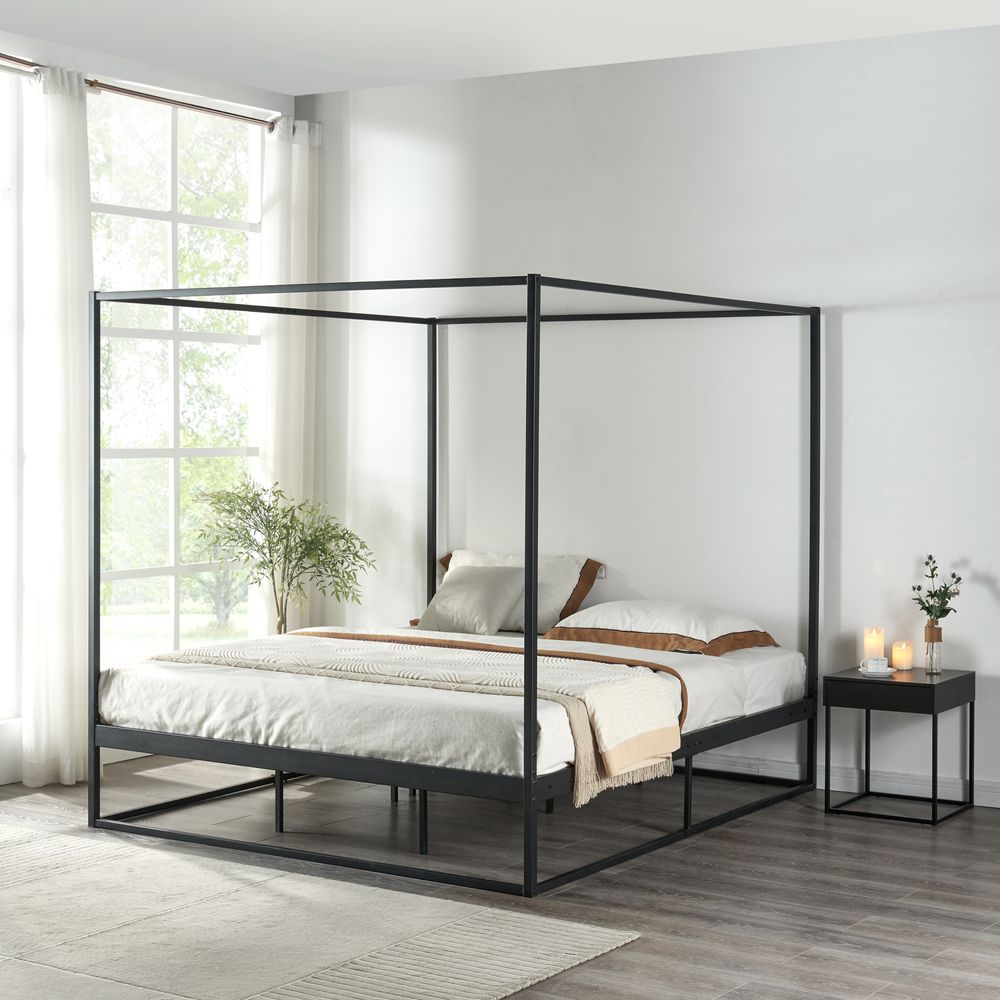 Himmelbett ’Kristianstad’ mit Lattenrost Metall 160 x 200 cm Schwarz