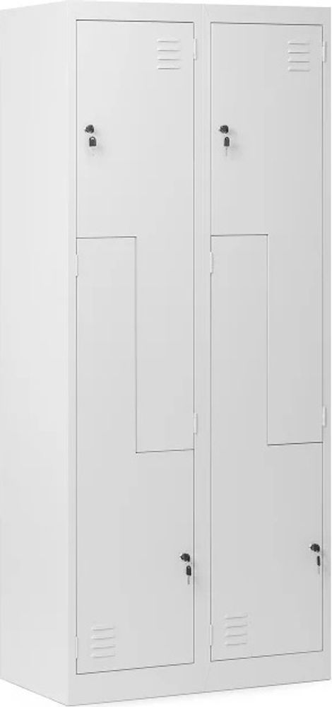 Jan Nowak Umkleideschrank Z02 Spind mit 4 Abteilen Kleiderspind Metallschrank Flügeltür Lüftungsschlitzen Pulverbeschichtung 185 cm x 80 cm x 45 cm Farbe: Grau