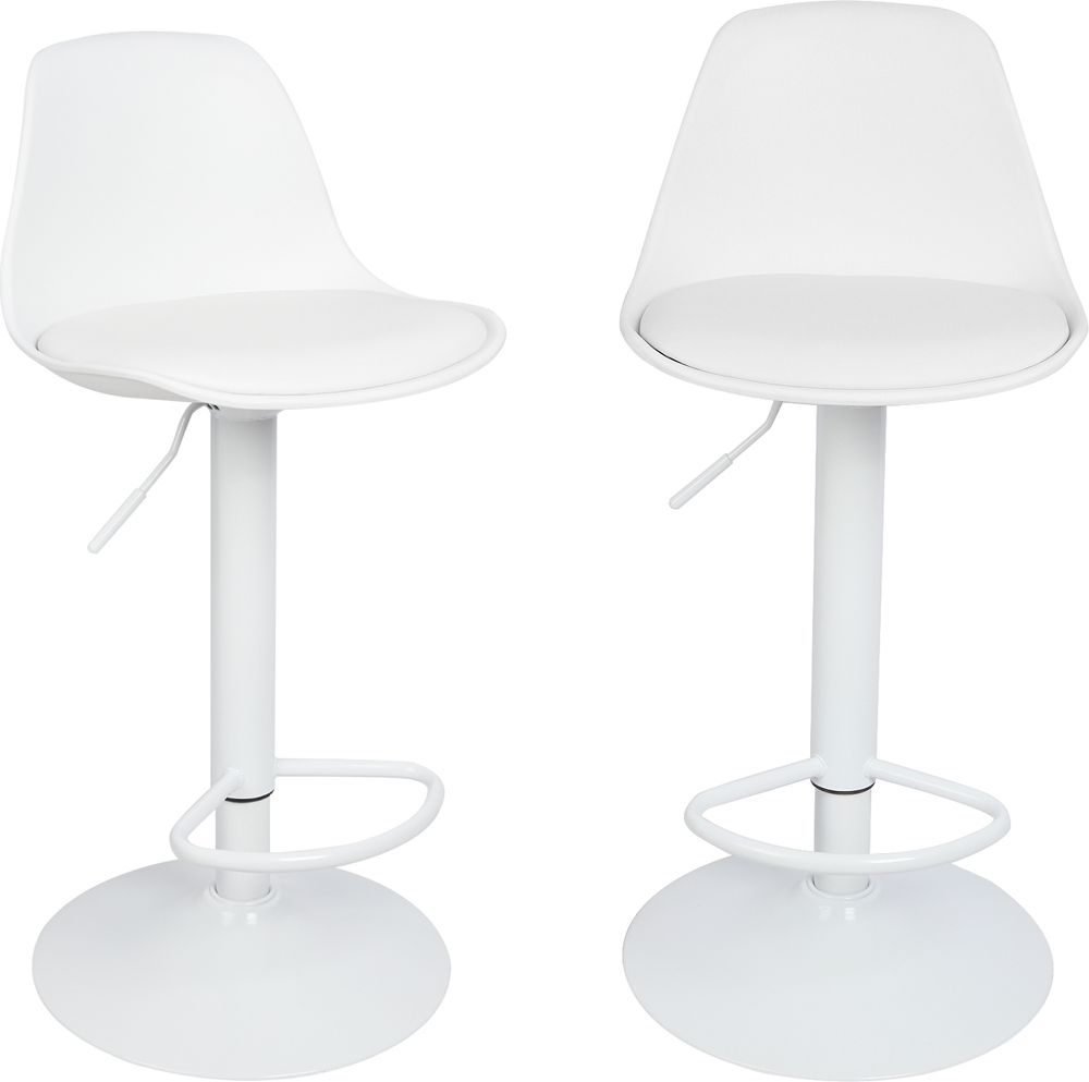 2er Set Barhocker,Drehbare Barstuhl Tresenhocker Küchenhocker Höhenverstellbar aus Kunstleder - Weiß