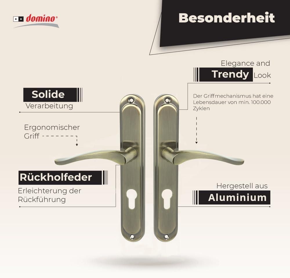 DOMINO Türgriff-Garnitur VITA BB-Buntbart Langschild Chrom glänzend/Nickel