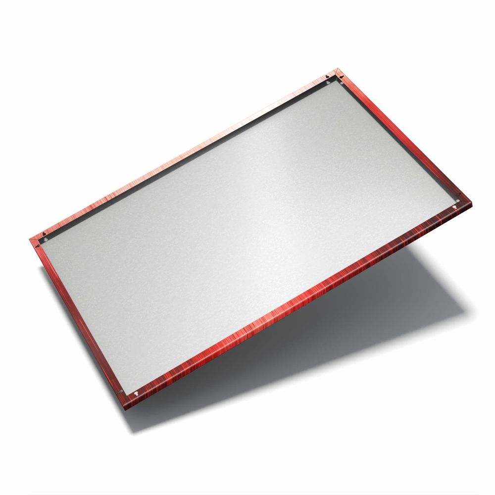 Rückseite der Metall-Magnettafel: Stahlblech mit Schlüsselloch-Aufhängungen