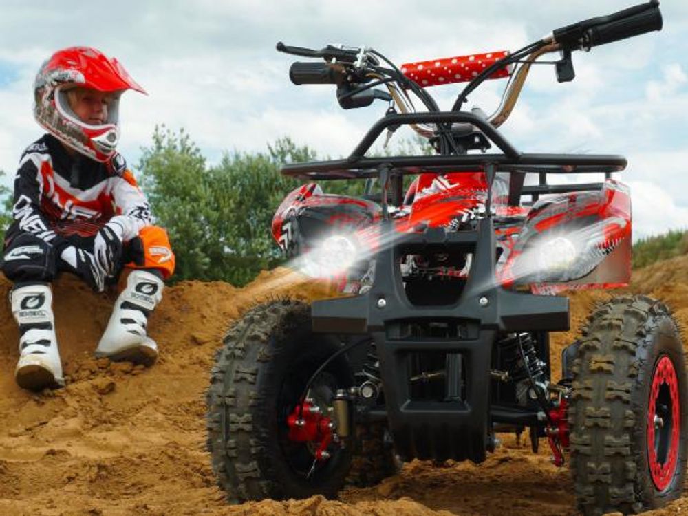 Actionbikes Motors Elektro Kinderquad Torino | 1000 Watt - 36 V - Pocket Quad bis 24 km/h - 3 Stufen - Kinder Elektroquad (Schwarz)