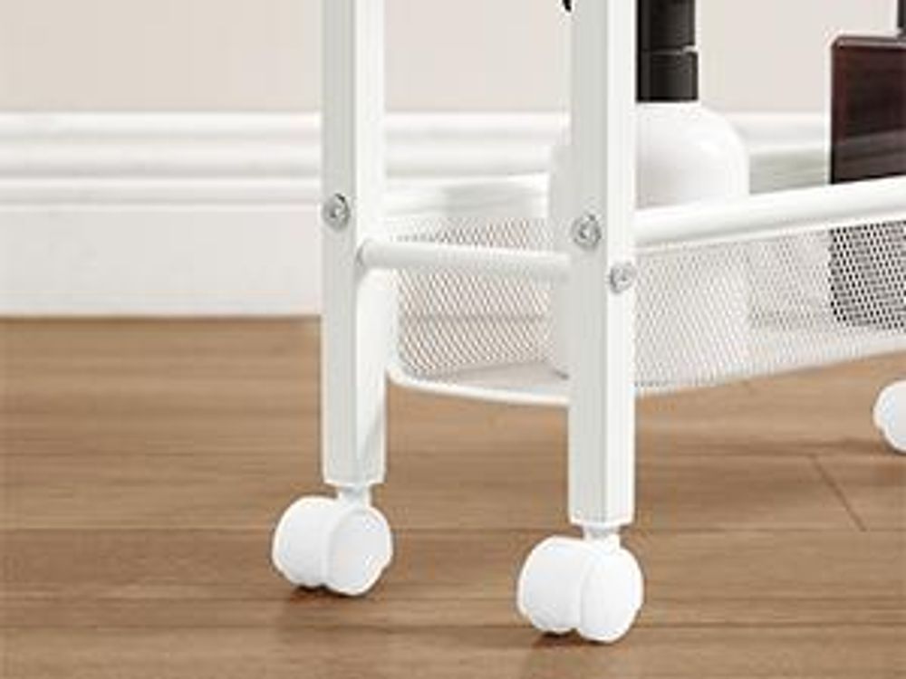 VASAGLE Rollwagen, Nischenregal auf Rollen, mit 4 Ebenen, für kleine Räume, 13cm Tiefe, Weiß
