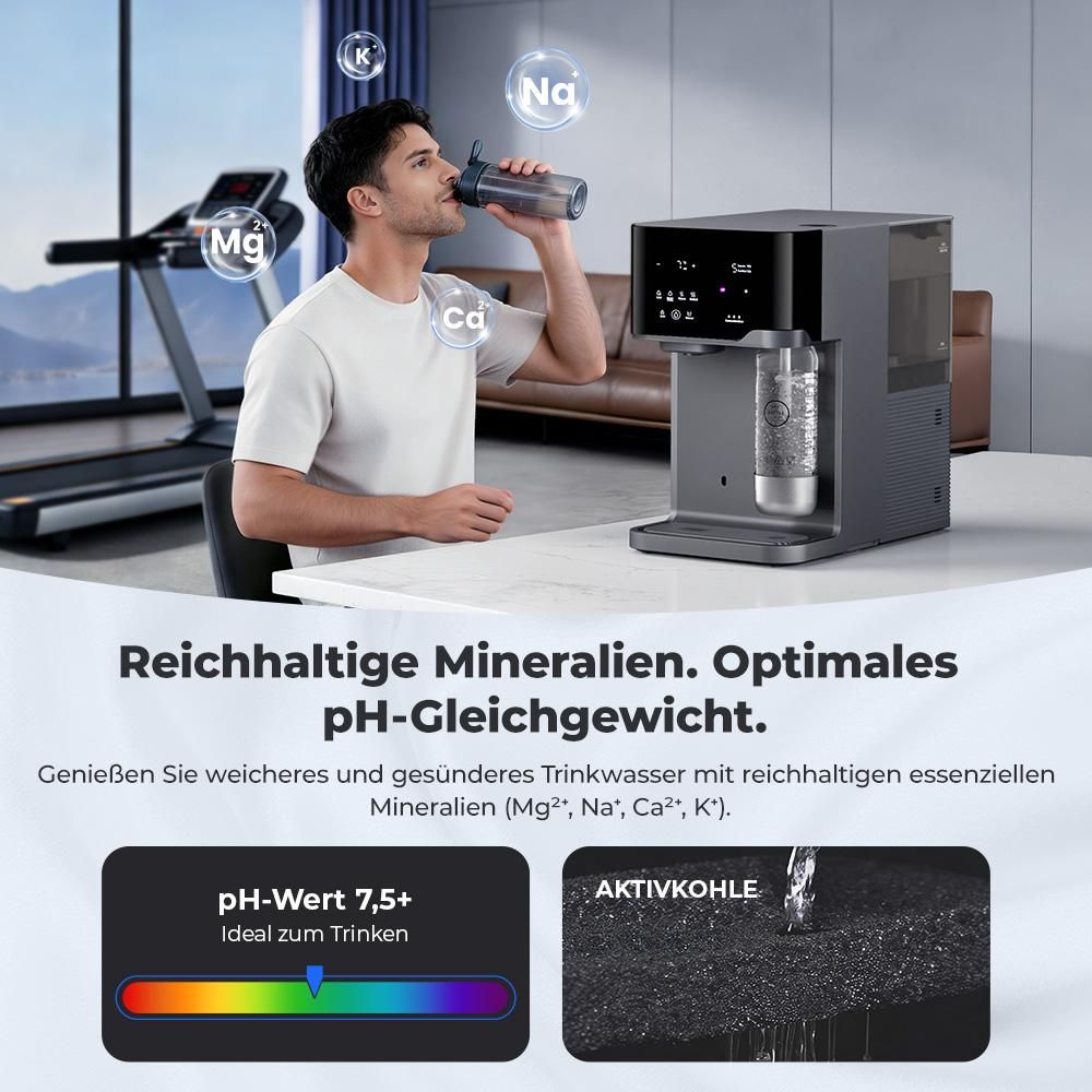 Hydrofast C300 RO Arbeitsplatten-Wasserreiniger, Eis- und Sprudelwasserspender, 6-stufige Filterung mit UV-Sterilisation, Eiswasser und Sprudelwasser