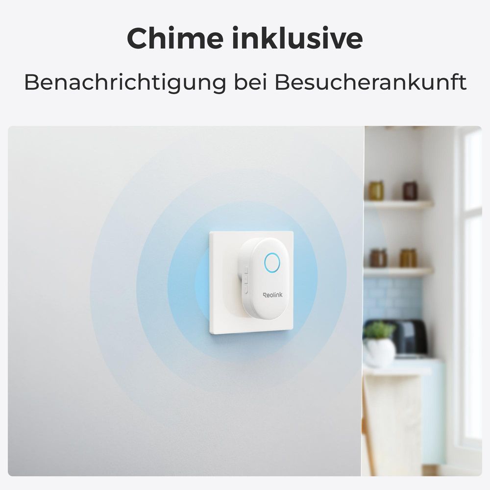 Reolink Video-Türklingel PoE mit Chime, 2K+ 5MP Türklingel Kabelgebundene mit Kamera, 2-Wege-Audio, Personenerkennung, IP65 Wetterfest, Alarme