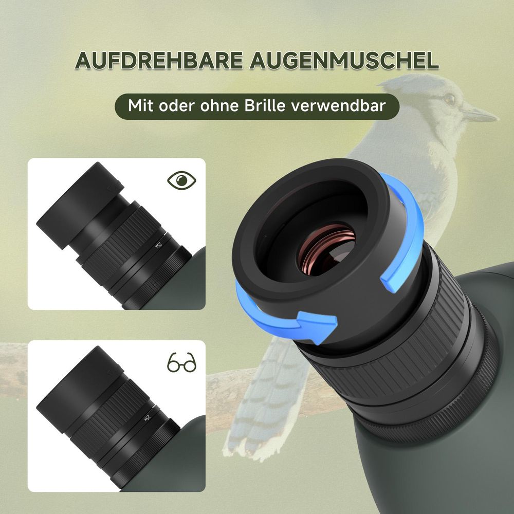 Svbony SV28A Spektiv 100mm, mit Upgrade-Stativ, HD BAK4 Porro Prisma FMC, Aluminium-Telefonadapter, Tragetasche für Sportschützen