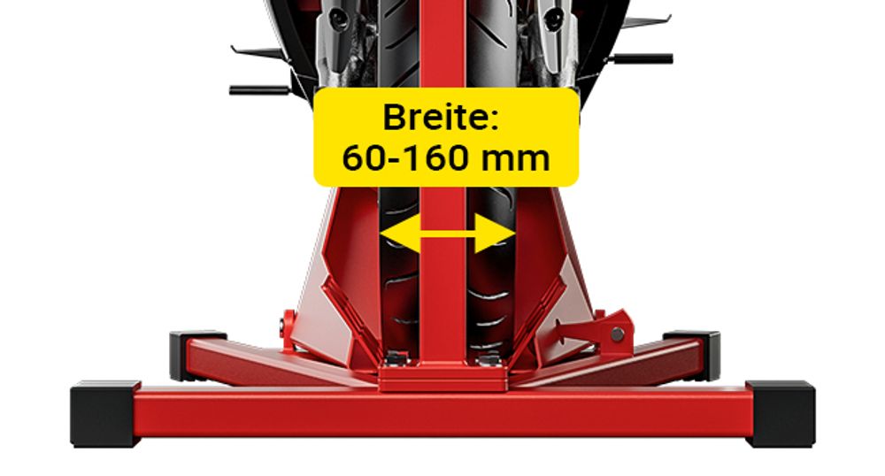 Wiltec Motorradständer vorne für 17-21" 60-160 mm Reifen, 670 x 480 mm, als Montagehilfe aus Stahl mit Gummifüßen für Vorderrad, Motorradheber