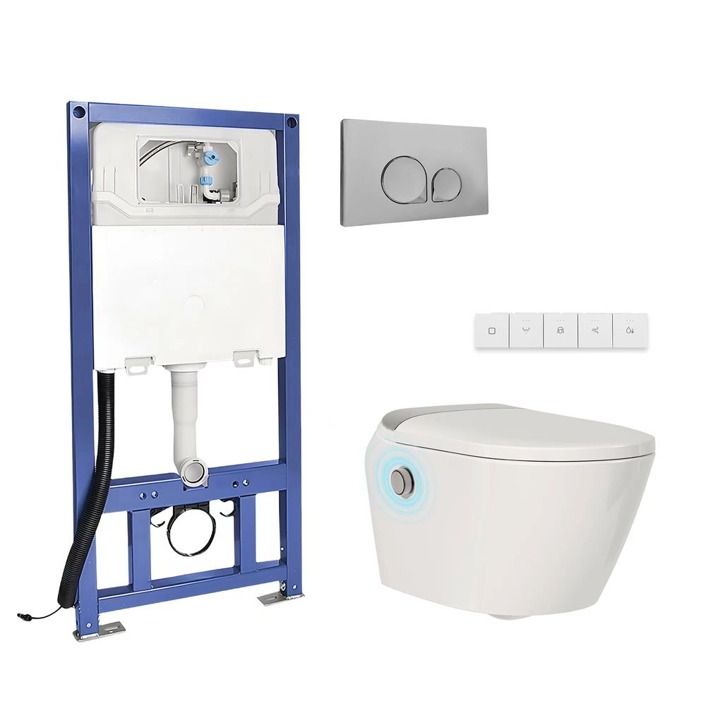 DeerValley Dusch WC mit Bidet, beheiztem Sitz, selbstreinigender Düse, automatischer Spülung & Fernbedienung – Komplettanlage inkl. Vorwandelement