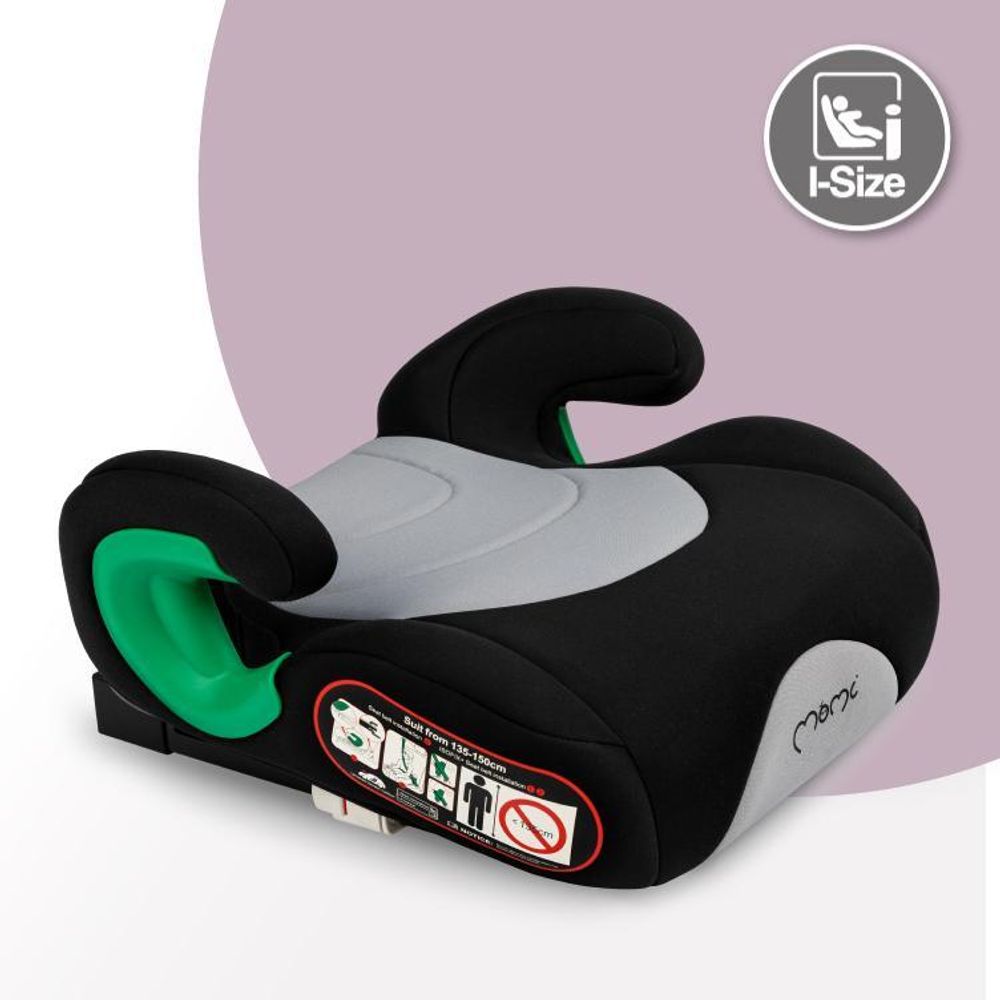 MoMi VENKO – Sitzerhöhung Auto Kindersitz – I-SIZE 135-150 cm, Bis 36 kg – ISOFIX – Grau